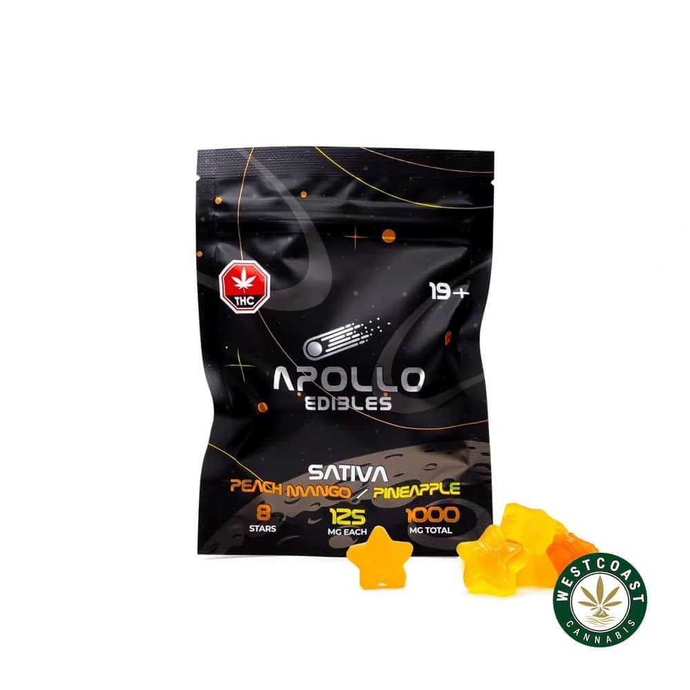Apollo Edibles – Peach Mango/Pineapple Shooting Stars 1000mg THC Sativa