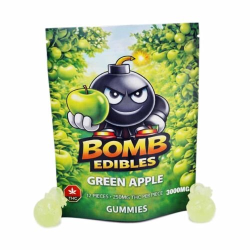 Bomb Edibles – 3000mg THC Gummies – Green Apple
