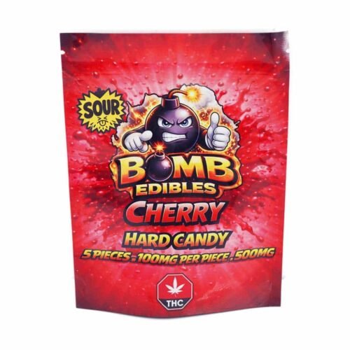Bomb Edibles – 500mg THC Sour Hard Candy – Cherry
