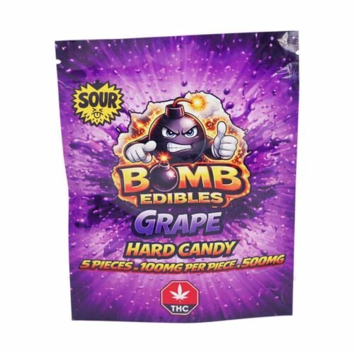 Bomb Edibles – 500mg THC Sour Hard Candy – Grape