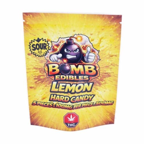 Bomb Edibles – 500mg THC Sour Hard Candy – Lemon