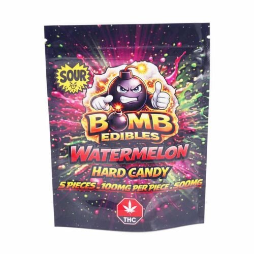 Bomb Edibles – 500mg THC Sour Hard Candy – Watermelon