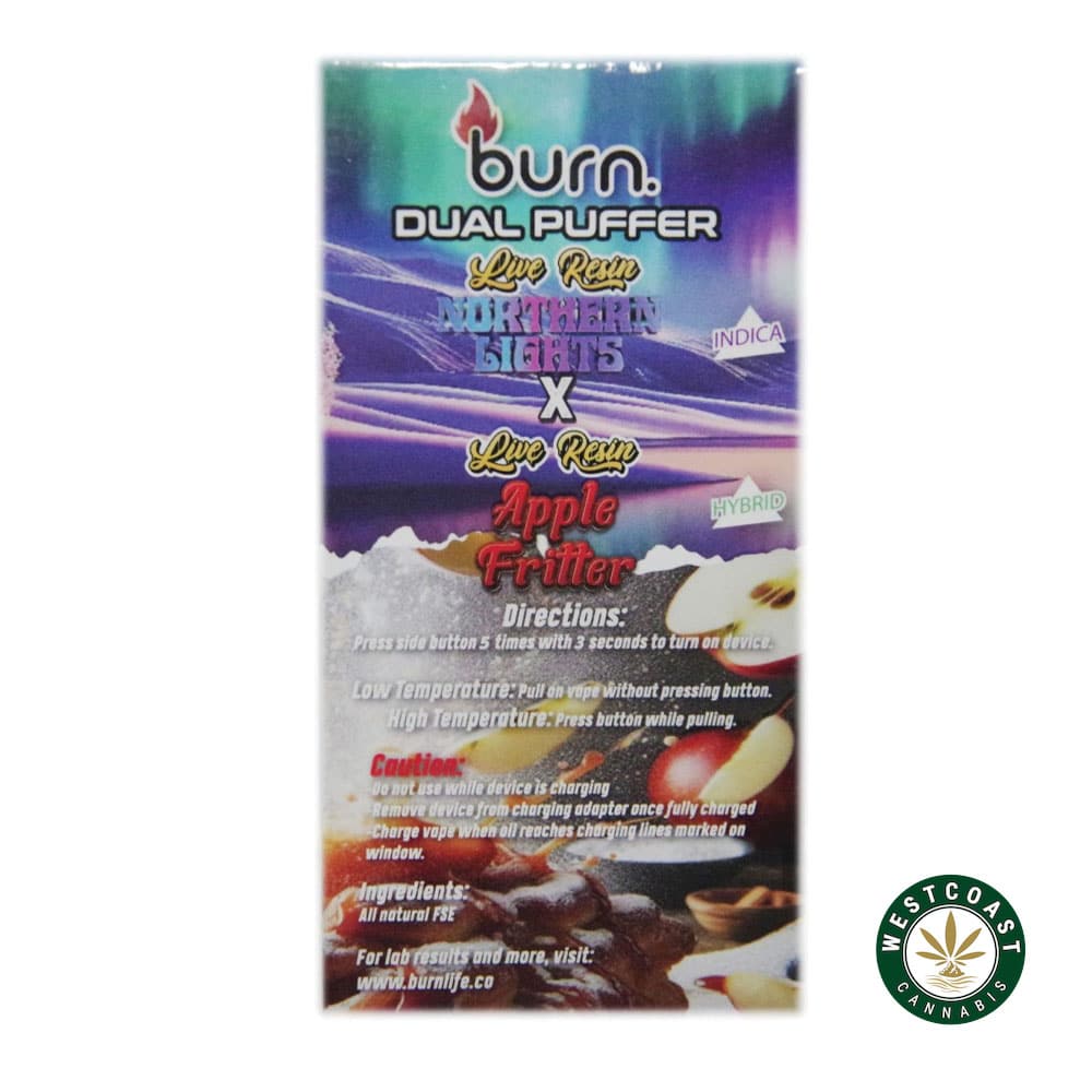 Burn Extracts – Dual 2 Gram Puffer – Live Resin Northern Lights x Live Resin Apple Fritter (2 Grams + 2 Gram)