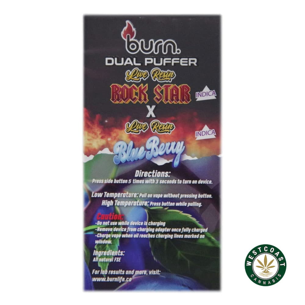 Burn Extracts – Dual 2 Gram Puffer – Live Resin Rockstar x Live Resin Blueberry (2 Grams + 2 Gram)