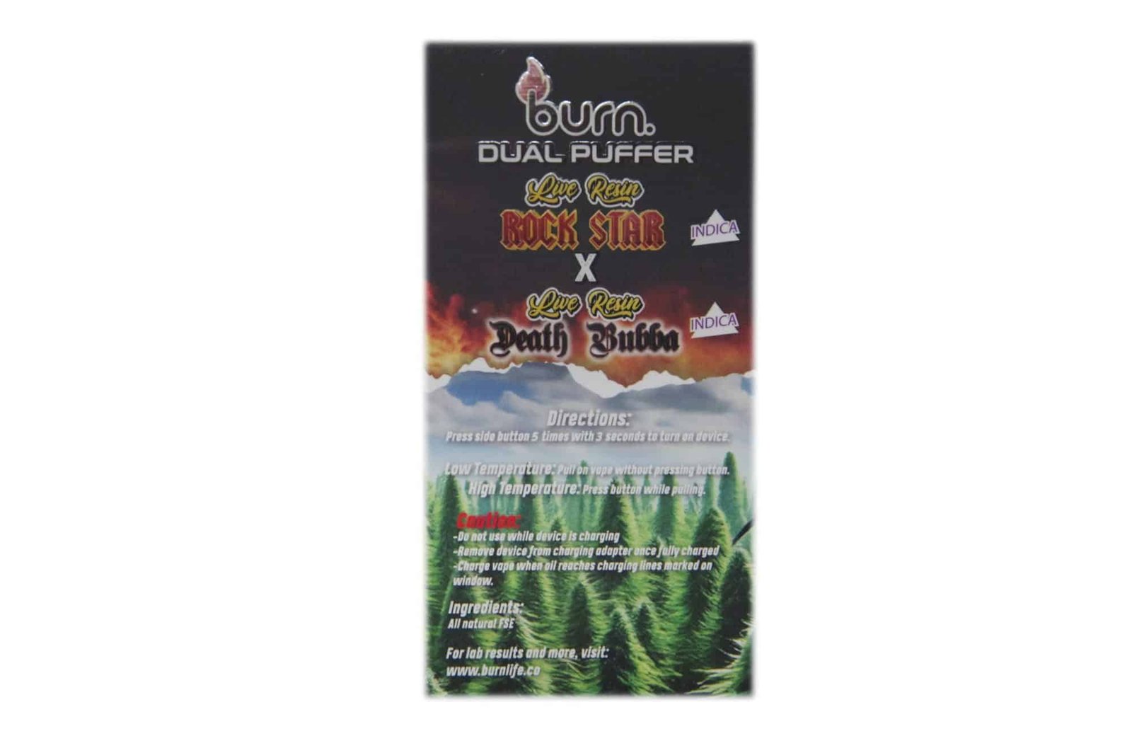 Burn Extracts – Dual 2 Gram Puffer – Live Resin Rockstar x Live Resin Death Bubba (2 Grams + 2 Gram)