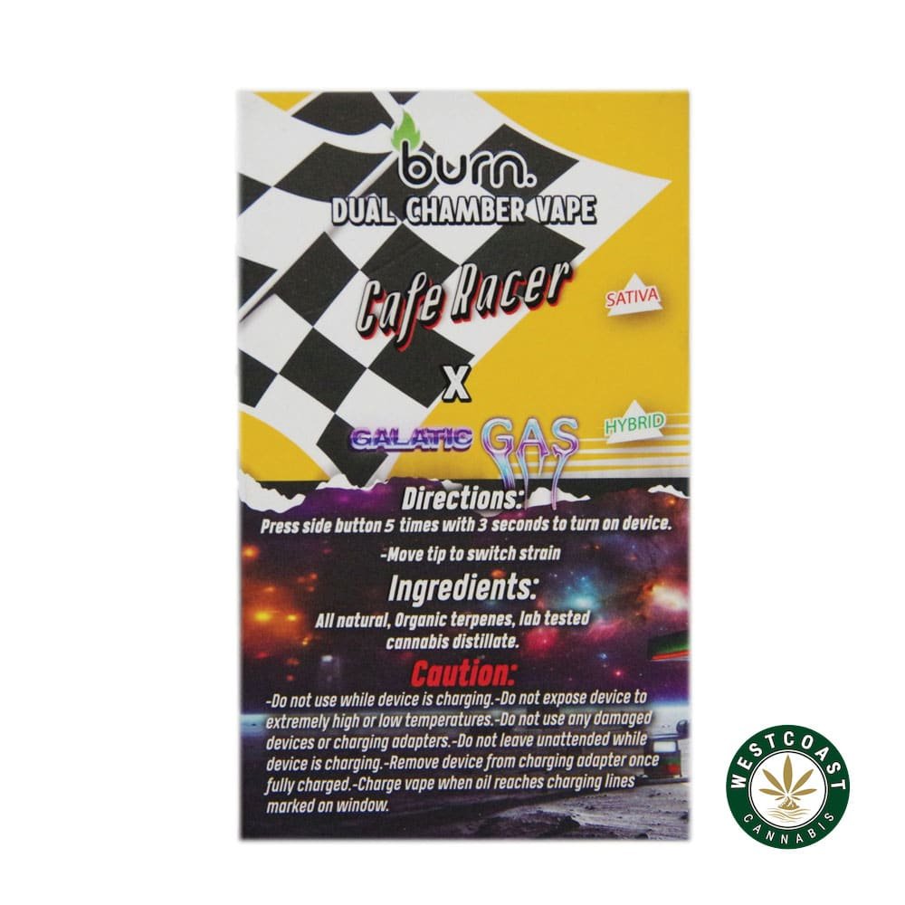 Burn Extracts – Dual Chamber Disposable Vape – Cafe Racer + Galactic Gas (3+3 Gram)