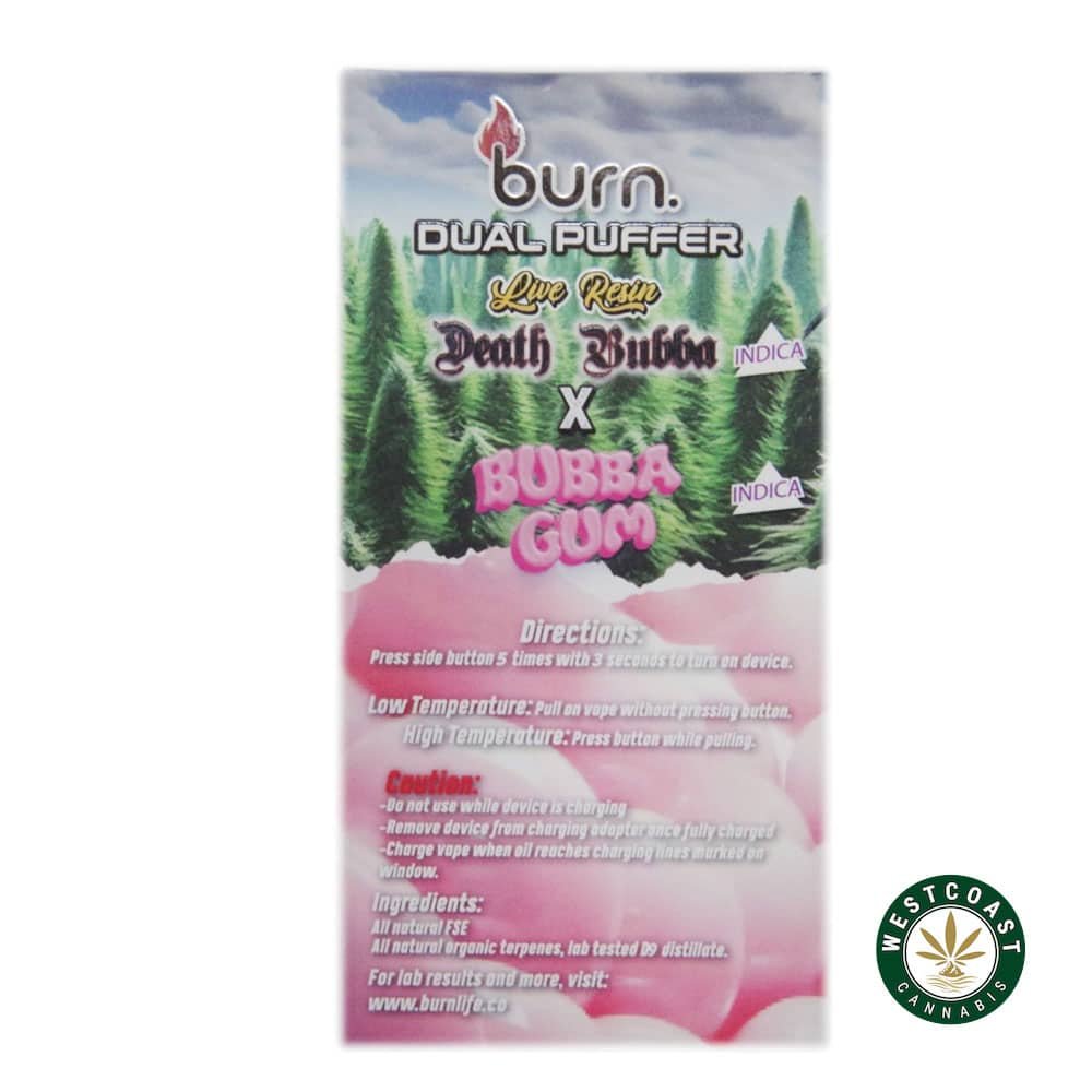 Burn Extracts – Dual Puffer – Live Resin Death Bubba x Bubba Gum (2 Grams + 3 Gram)
