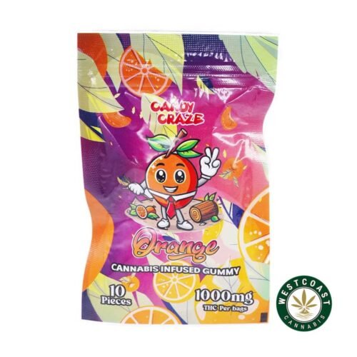 Candy Craze Edibles – Orange Gummy 1000mg THC