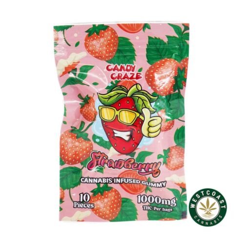 Candy Craze Edibles – Strawberry Gummy 1000mg THC