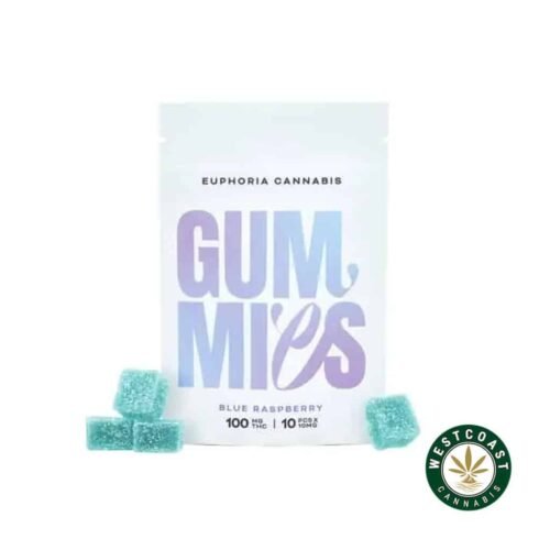 Euphoria Cannabis – Blue Raspberry Gummies 100mg THC