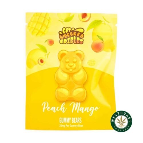 Get Wrecked Edibles – Peach Mango Gummy Bears 300mg THC