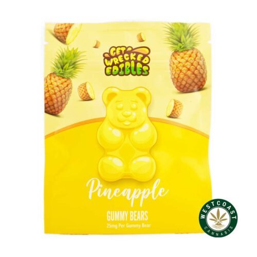 Get Wrecked Edibles – Pineapple Gummy Bears 300mg THC