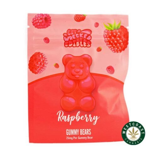 Get Wrecked Edibles – Raspberry Gummy Bears 300mg THC