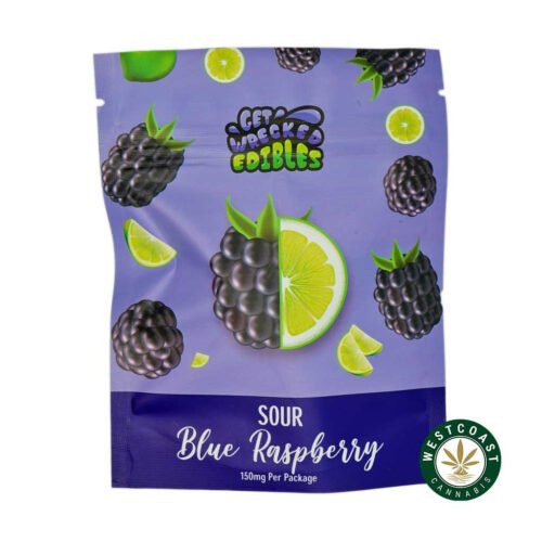 Get Wrecked Edibles – Sour Blue Raspberry 300mg THC