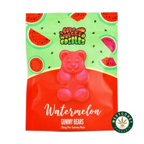 Get Wrecked Edibles – Watermelon Gummy Bears 300mg THC