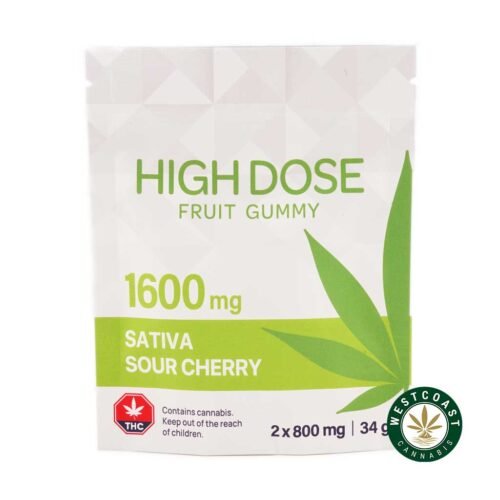 High Dose Fruit Gummy – Extreme Strength Sour Cherry 1600mg THC (Sativa)