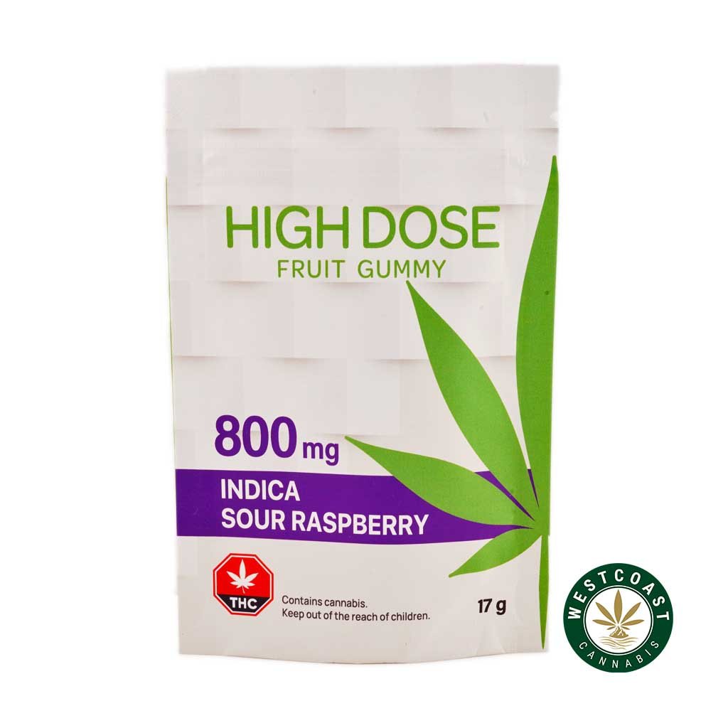 High Dose Fruit Gummy – Super Strength Sour Raspberry 800mg THC (Indica)