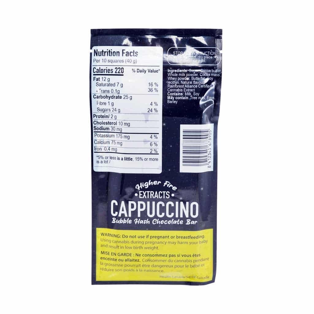 Higher Fire Extracts – Bubble Hash Chocolate Bar – Cappuccino 2000mg THC
