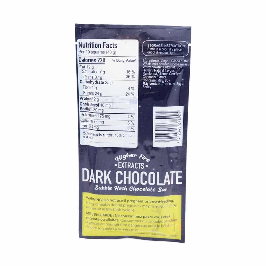 Higher Fire Extracts – Bubble Hash Chocolate Bar – Dark 1000mg THC