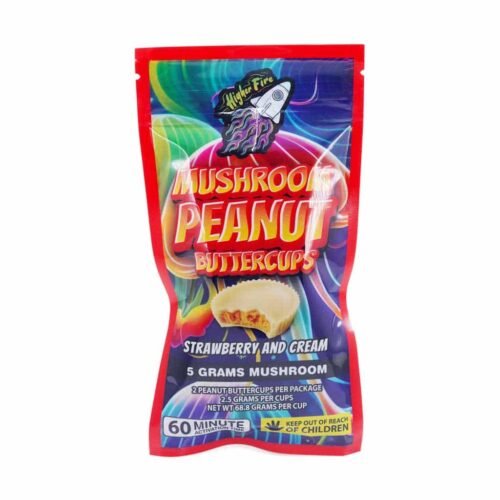 Higher Fire Extracts – Mushroom Peanut butter Chocolate Cups – Strawberry & Cream 5000MG
