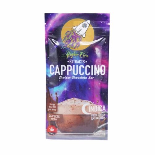 Higher Fire Extracts – Shatter Chocolate Bar – Cappuccino 2000mg THC (Indica)
