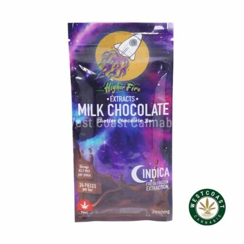 Higher Fire Extracts – Shatter Chocolate Bar – Milk Chocolate 2000mg THC (Indica)