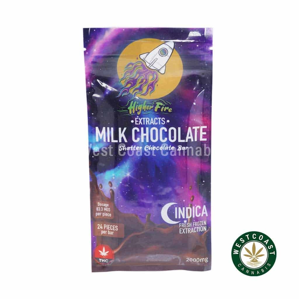 Higher Fire Extracts – Shatter Chocolate Bar – Milk Chocolate 2000mg THC (Indica)