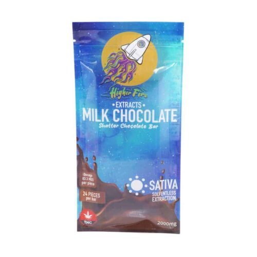 Higher Fire Extracts – Shatter Chocolate Bar – Milk Chocolate 2000mg THC (Sativa)