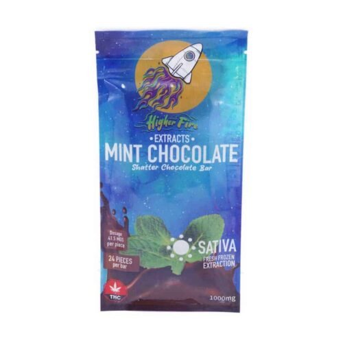 Higher Fire Extracts – Shatter Chocolate Bar – Mint 1000mg THC (Sativa)