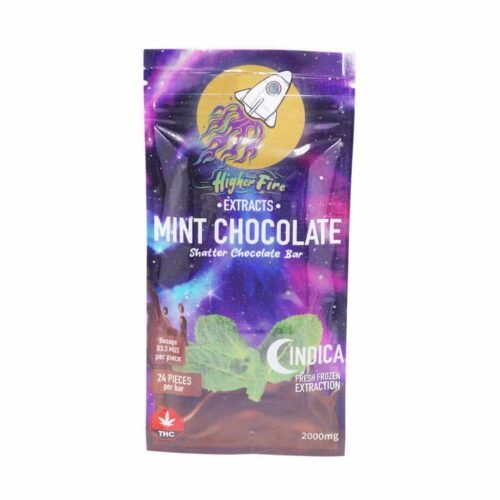 Higher Fire Extracts – Shatter Chocolate Bar – Mint 2000mg THC (Indica)