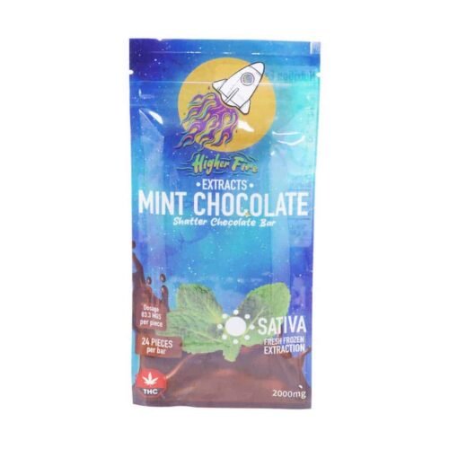 Higher Fire Extracts – Shatter Chocolate Bar – Mint 2000mg THC (Sativa)