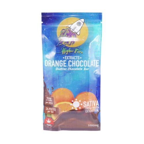 Higher Fire Extracts – Shatter Chocolate Bar – Orange 1000mg THC (Sativa)