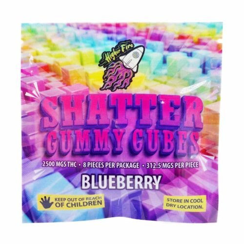 Higher Fire Extracts – Shatter Gummy Cubes – Blueberry 2500mg THC
