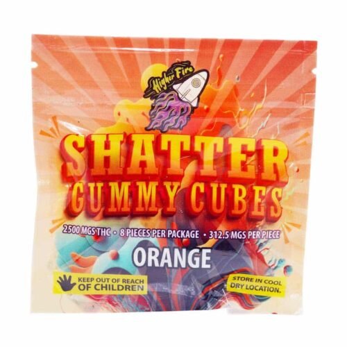 Higher Fire Extracts – Shatter Gummy Cubes – Orange 2500mg THC