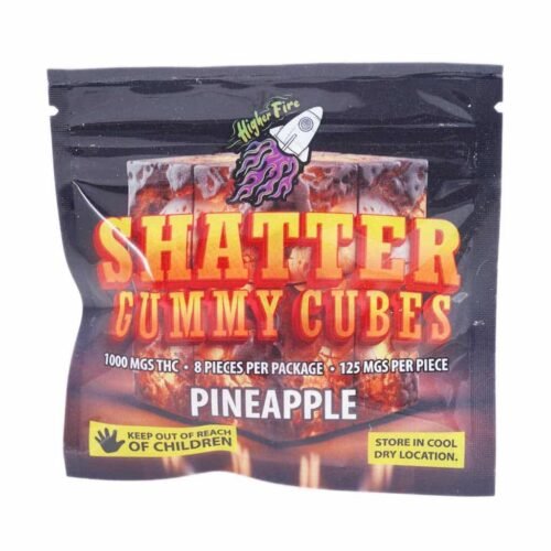 Higher Fire Extracts – Shatter Gummy Cubes – Pineapple 1000mg THC
