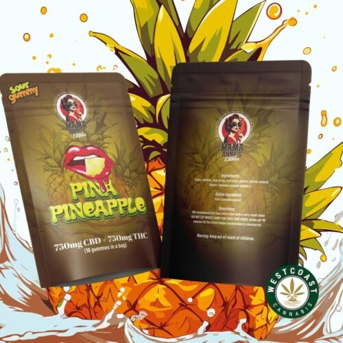 Mama Anne’s Edibles – Pina-Pineapple Gummy – 1:1 (750mg CBD + 750mg THC)