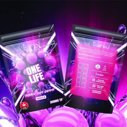 One Life Edibles – Bubble Gum Gummy – 300mg THC (Indica)