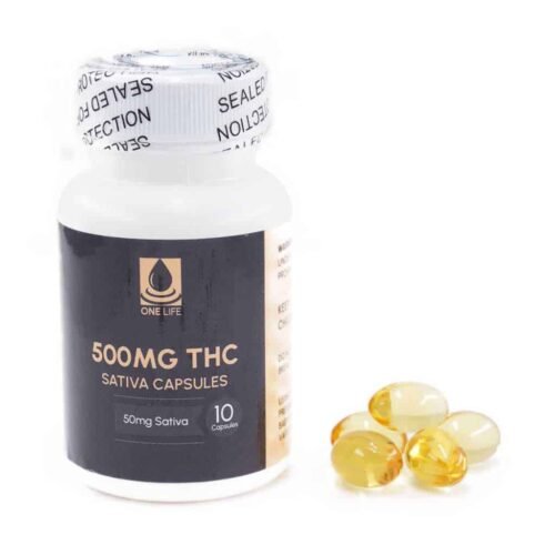 One Life Soft Gel Capsules – 500mg THC (Sativa)
