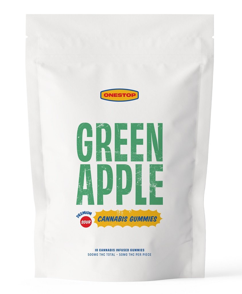 One Stop – Sour Green Apple THC Gummies 500mg