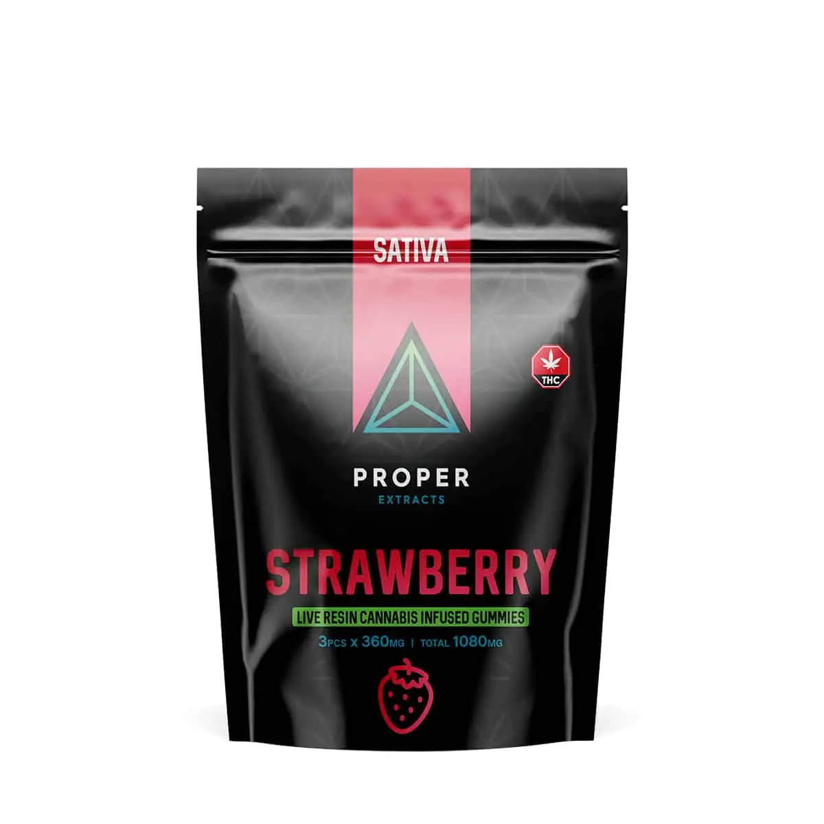 Proper Extracts Edibles – Triangles 1080mg Live Resin Gummies – Strawberry