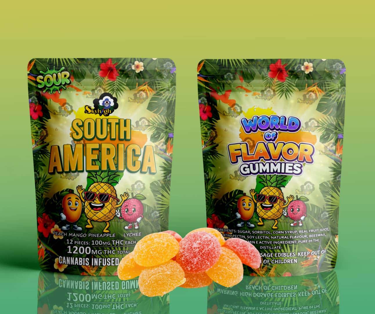 Sky High Edibles – World of Flavor Gummies – South America (1200mg THC)