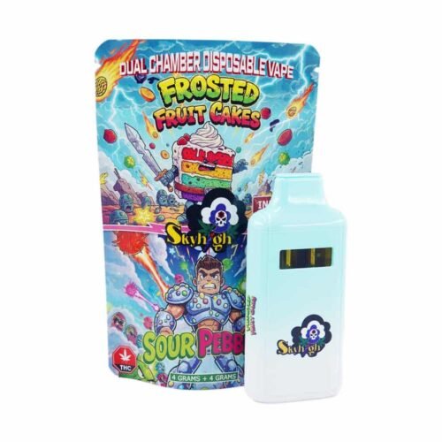 Sky High Extract – Dual Chamber Vape – Frosted Fruit Cakes (Indica) + Sour Pebbles (Sativa) – (4 Grams + 4 Grams)