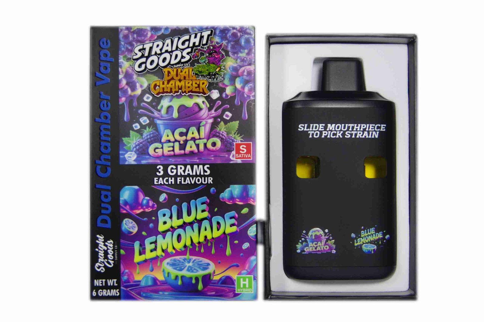 Straight Goods – Dual Chamber Vape – Acai Gelato + Blue Lemonade (3 Grams + 3 Grams)