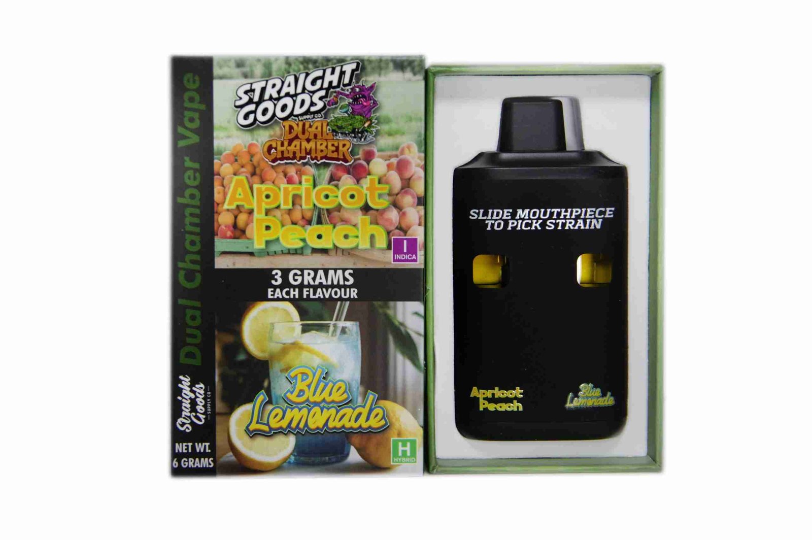 Straight Goods – Dual Chamber Vape – Apricot Peach + Blue Lemonade (3 Grams + 3 Grams)