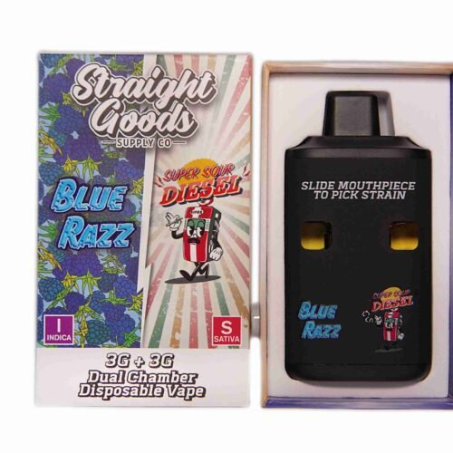Straight Goods – Dual Chamber Vape – Blue Razz + Super Sour Diesel (3 Grams + 3 Grams)