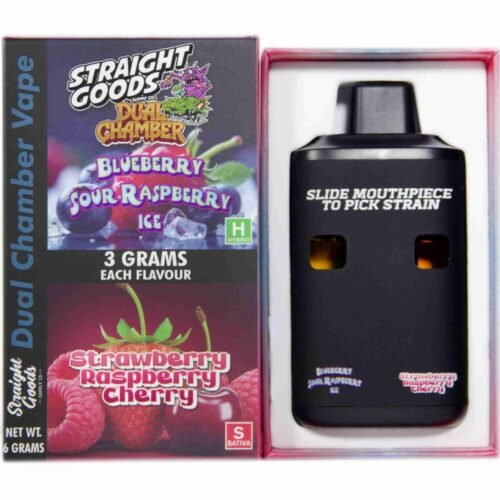 Straight Goods – Dual Chamber Vape – Blueberry Sour Raspberry Ice + Strawberry Raspberry Cherry (3 Grams + 3 Grams)