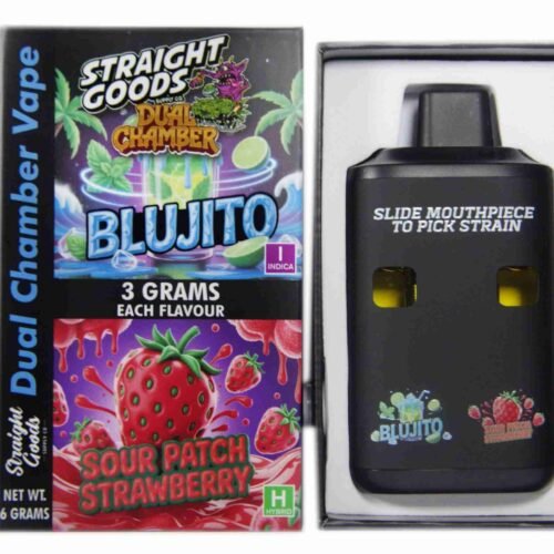 Straight Goods – Dual Chamber Vape – Blujito + Sour Patch Strawberry (3 Grams + 3 Grams)