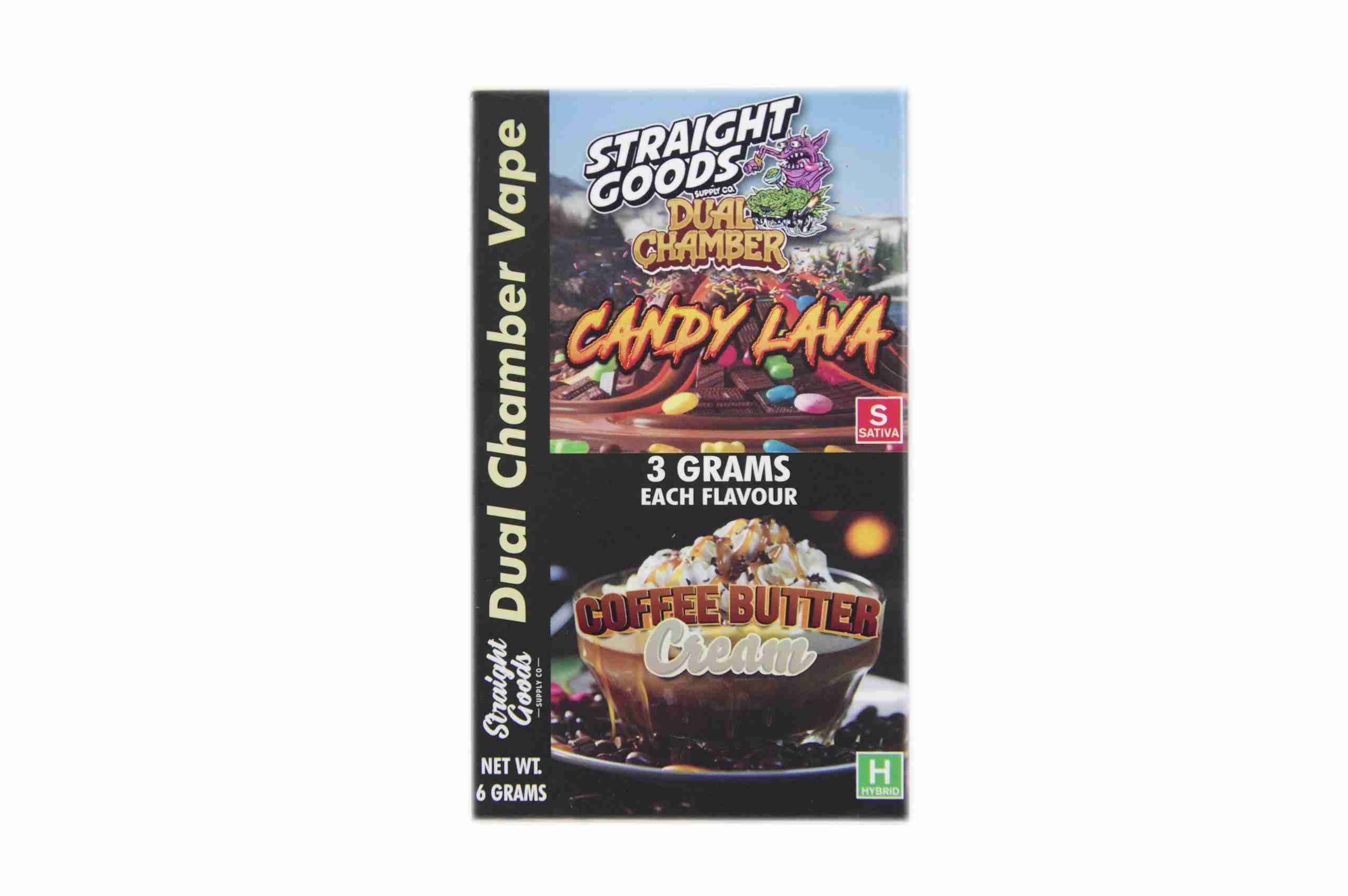 Straight Goods – Dual Chamber Vape – Candy Lava x Coffee Butter Cream (3 Grams + 3 Grams)