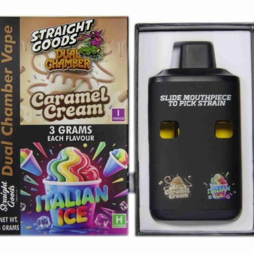 Straight Goods – Dual Chamber Vape – Caramel Cream + Italian Ice (3 Grams + 3 Grams)