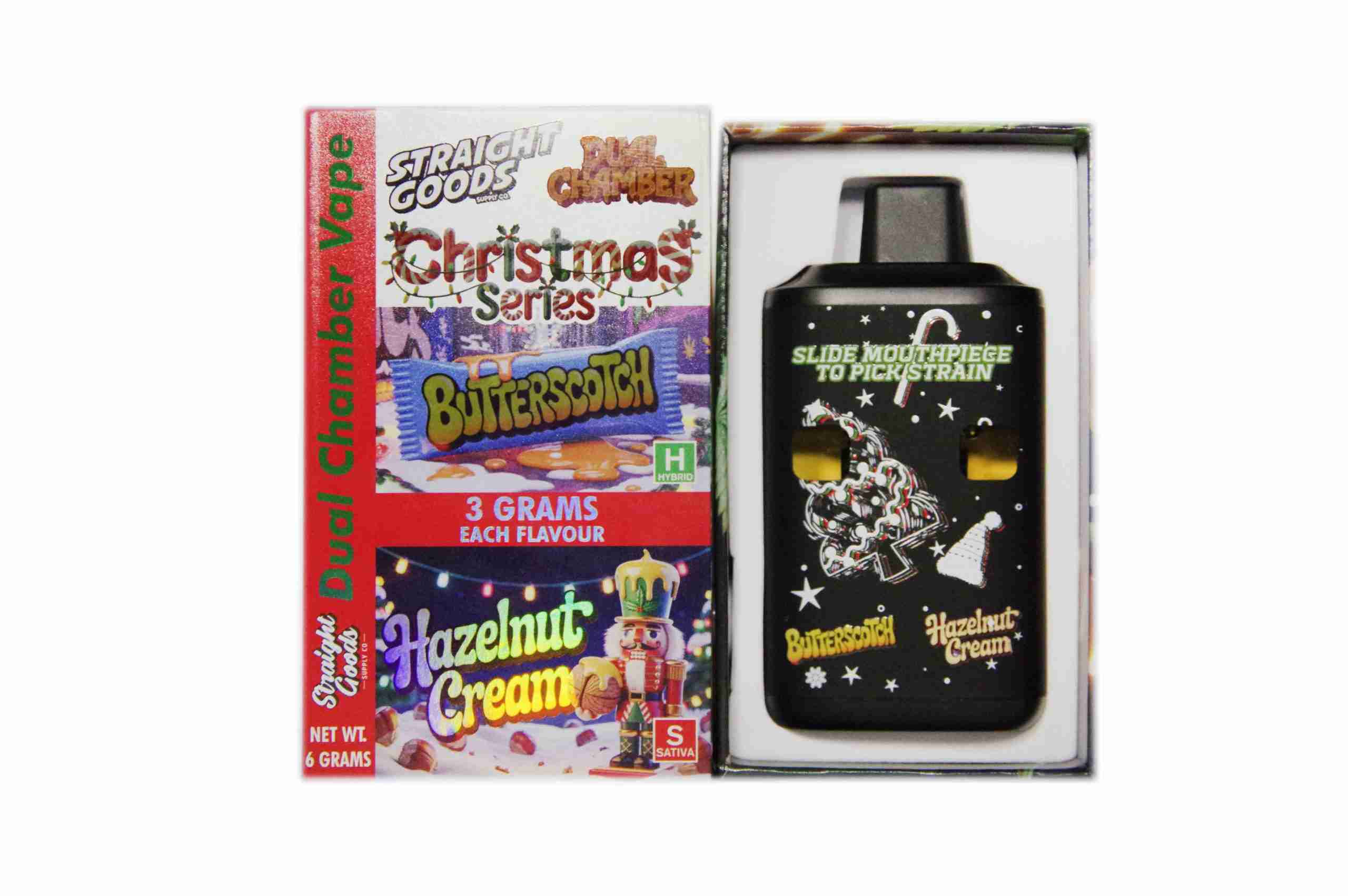 Straight Goods – Dual Chamber Vape – Christmas Series – Butterscotch + Hazelnut Cream (3 Grams + 3 Grams)